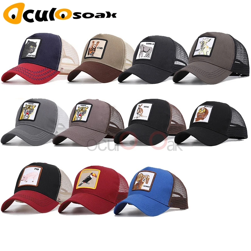 

Fashion Animals Embroidery Baseball Caps Unisex Women Men Snapback Cap Dad Hip Hop Hat Summer Breathable Mesh Streetwear Bone