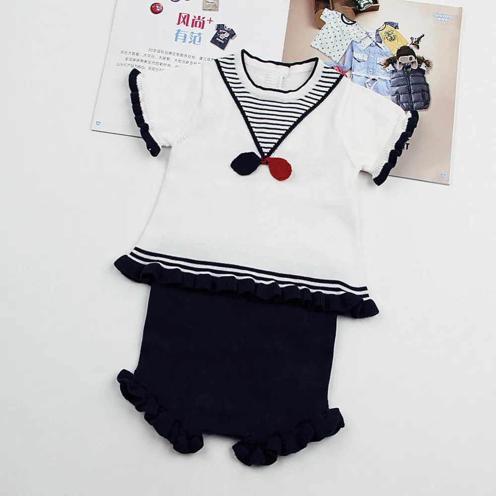 

2pcs Baby Girls Clothing Sets Causal Short Sleeved Tops + Bottoms Toddler Infant Outfits Summer Knitted Newborn Costumes 0-24M