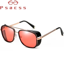 Psacss Vintage PUNK Sunglasses Men Women Tony Stark Iron Man Fashion High Quality Sun Glasses For Driving Outdoor Gafas de sol