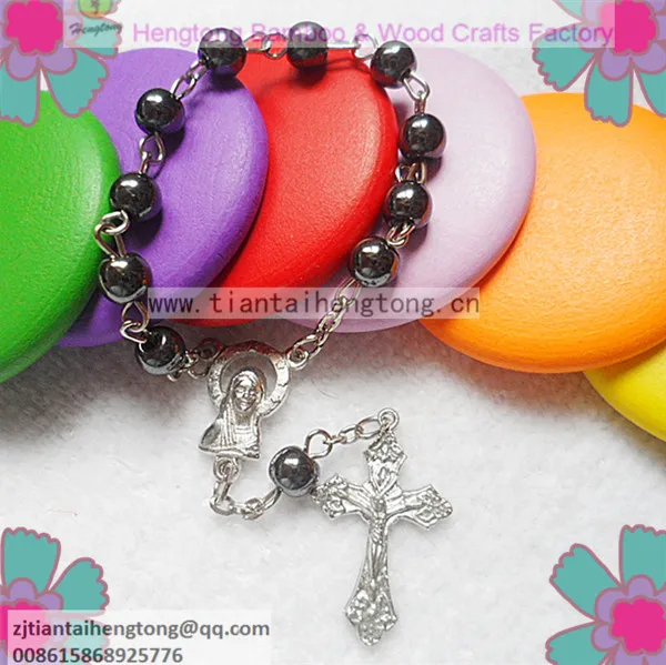 

free shipping 6pcs/pack 6mm hematite bracelet/ catholic bracelet/religious rosary bracelet,rosary bangle B1209