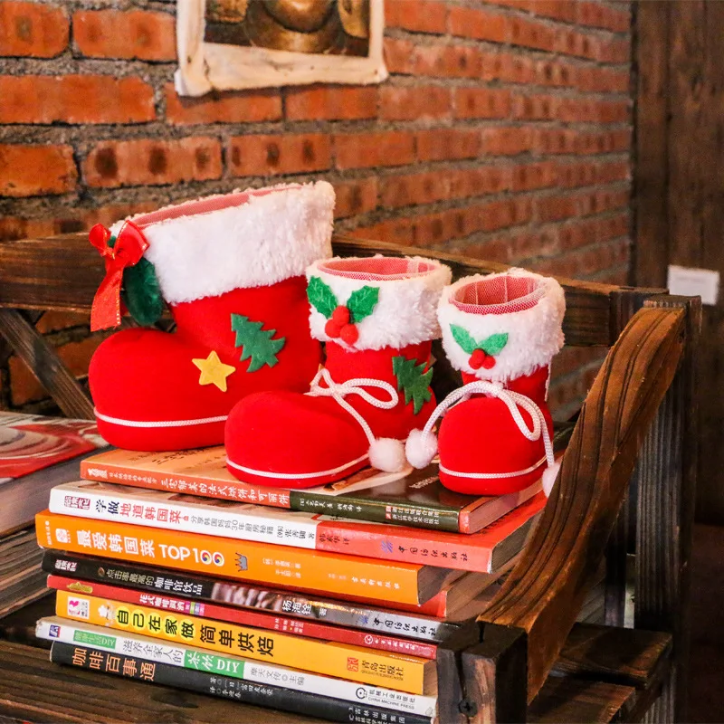 2 Pieces One Pair Christmas Candy Shoe Box Bag Children Small Gift