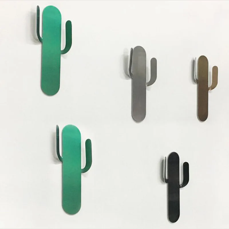 

Cactus Stainless Steel Hanging Hooks Self Adhesive Kitchen Bathroom Storage Hook Hangers Bag Key Coat Hooks For Hanging