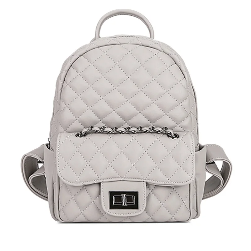 

Simple Style Backpack Women PU Leather Rhombus Printing Bag For Teenager Girls School Bags Vintage Solid Rucksack Mochila XA412B