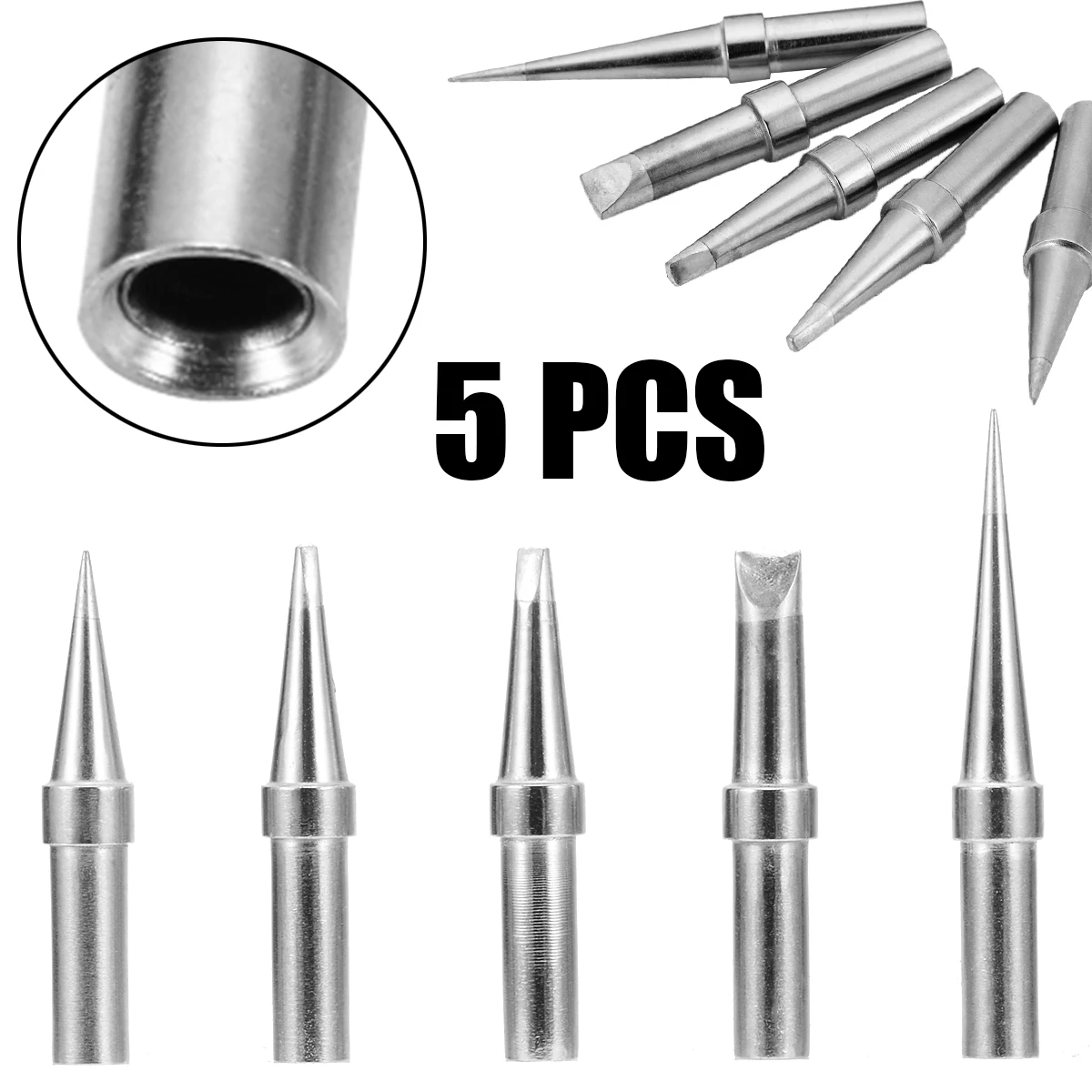 5pcs/set Pure Copper ETA ETB ETD ETS ETT Lead-free Soldering Iron Tips for Weller WESD51 WESD50 WCC100