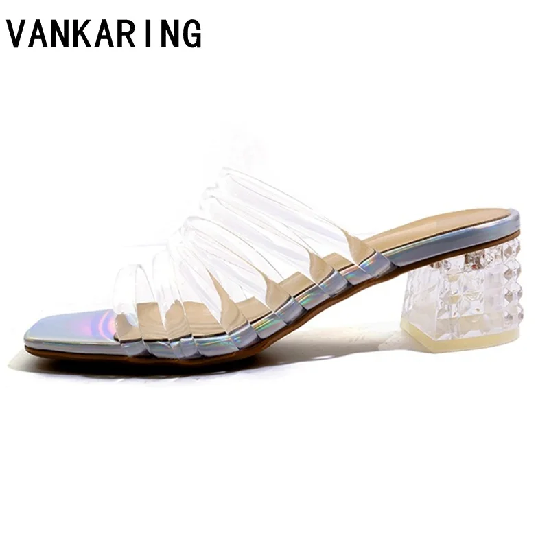 

brand shoes women sandals transparent PVC high heel gladiator sandals sexy open toe summer shoes ladies casual beach shoes mules