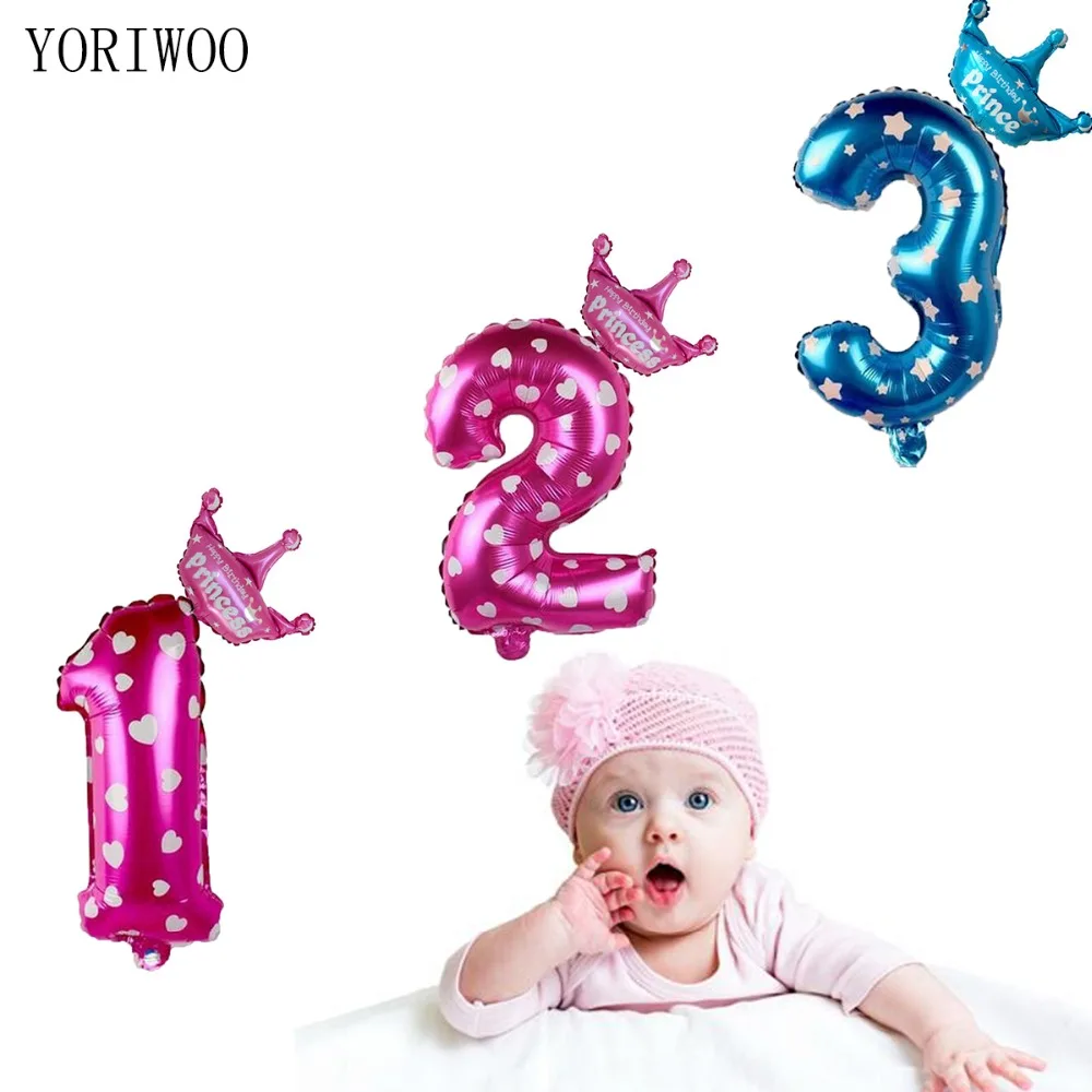 

YORIWOO 30inch Babyshower Blue Pink Number Foil Balloons Helium 1 2 3 4 5 6 7 8 9 Years Happy Birthday Party Decorations Kids