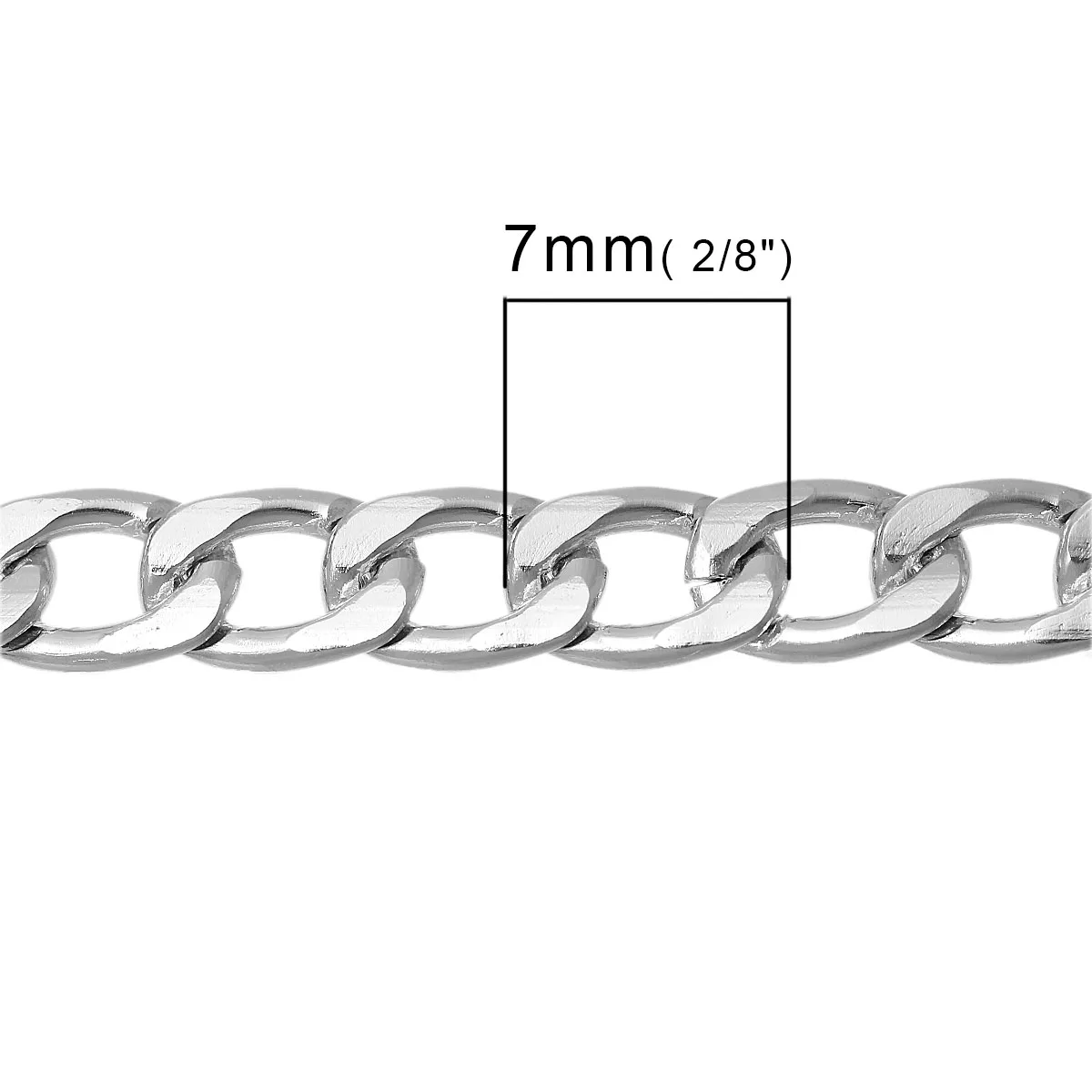 Doreen коробка алюминиевая скошенная звенья панцирные цепи Серебряный тон 7 мм(2/") x 4 мм(1/8"), 3 м новинка