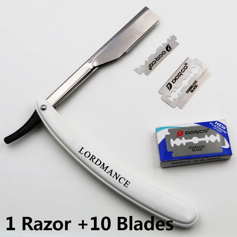 1 компл.. для мужчин прямые Опасная бритва бритвы складной бритья ножи удаления волос инструменты с шт. 10 шт. лезвия