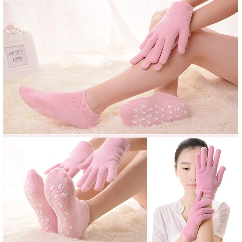 Moisturizing Gloves & Socks Best SPA Gel Infused Essential Oils Moisturize Soften Hands Feet