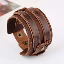 Персонализированные мужские браслеты ручной работы Панк мужские украшения-браслеты кожа Корова Ретро коричневый браслет wrap браслет новогодние подарки