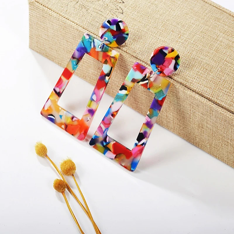 

Ladies Fashion Earrings New Design Acetate Plate Earrings Square Earrings For Women Fashion Jewelry