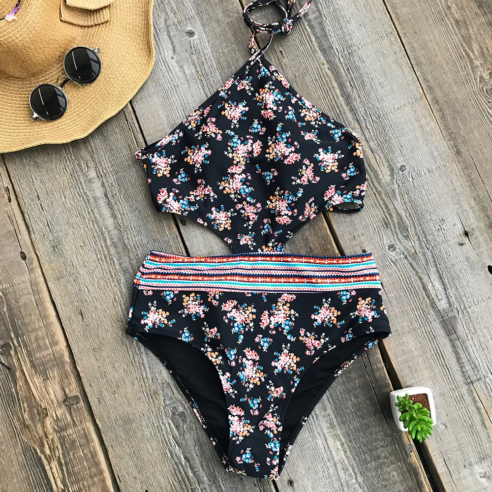 Cupshe Dream Girl Print One piece Hollow Cutout Swimsuit Bikini Bathing Suit Swimwear Brazilian