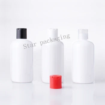 

30pcs 250ml white empty lotion bottles plastic with disc top screw cap,white shampoo PET bottles wholesale 250cc cosmetics