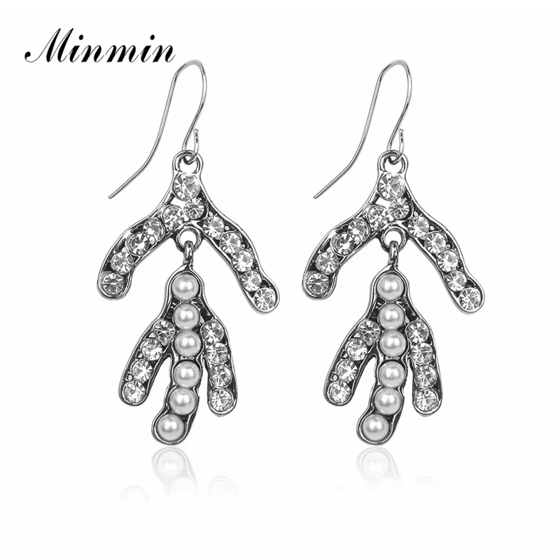 Minmin массивные серебряные цвета имитация жемчуга завод Висячие серьги для женщин