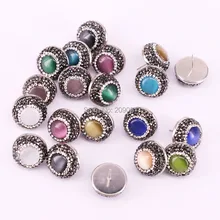 10 пар Кристалл Rhinestone проложить круглый камень кошачий глаз серьги шпильки, драгоценные камни Серьги ювелирных изделий