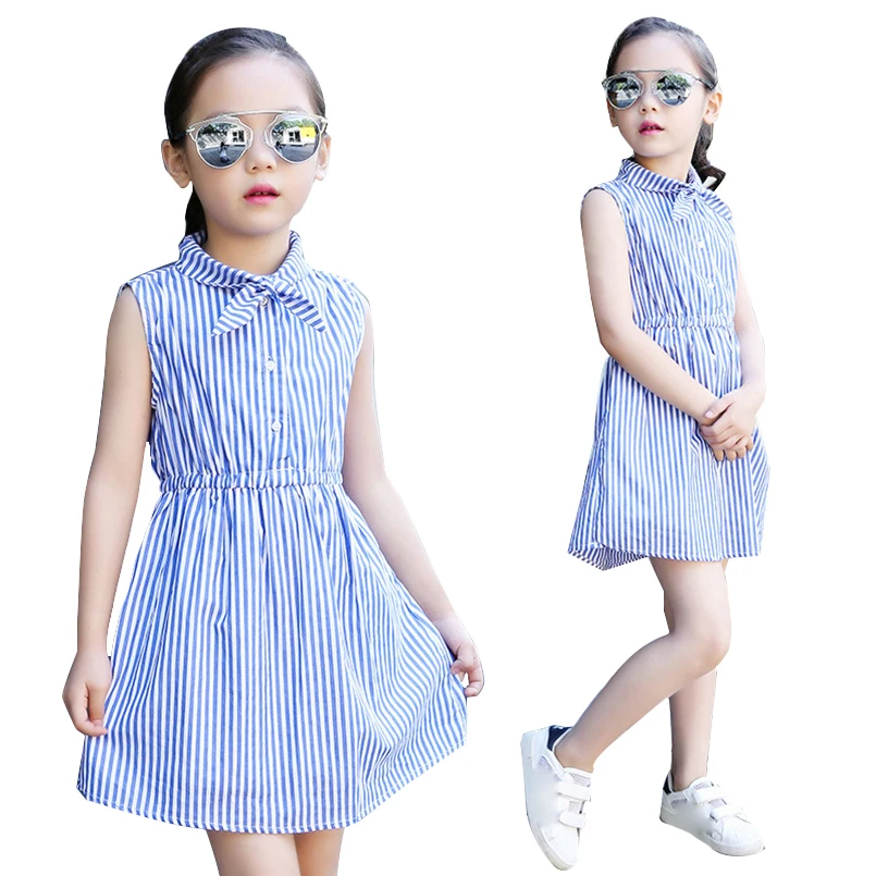 

Kids Dresses For Girls Clothes Sleeveless Striped Girls Dresses Summer Shirt Dresses 4 6 8 10 12 14 Years Teenage Girls Blouses