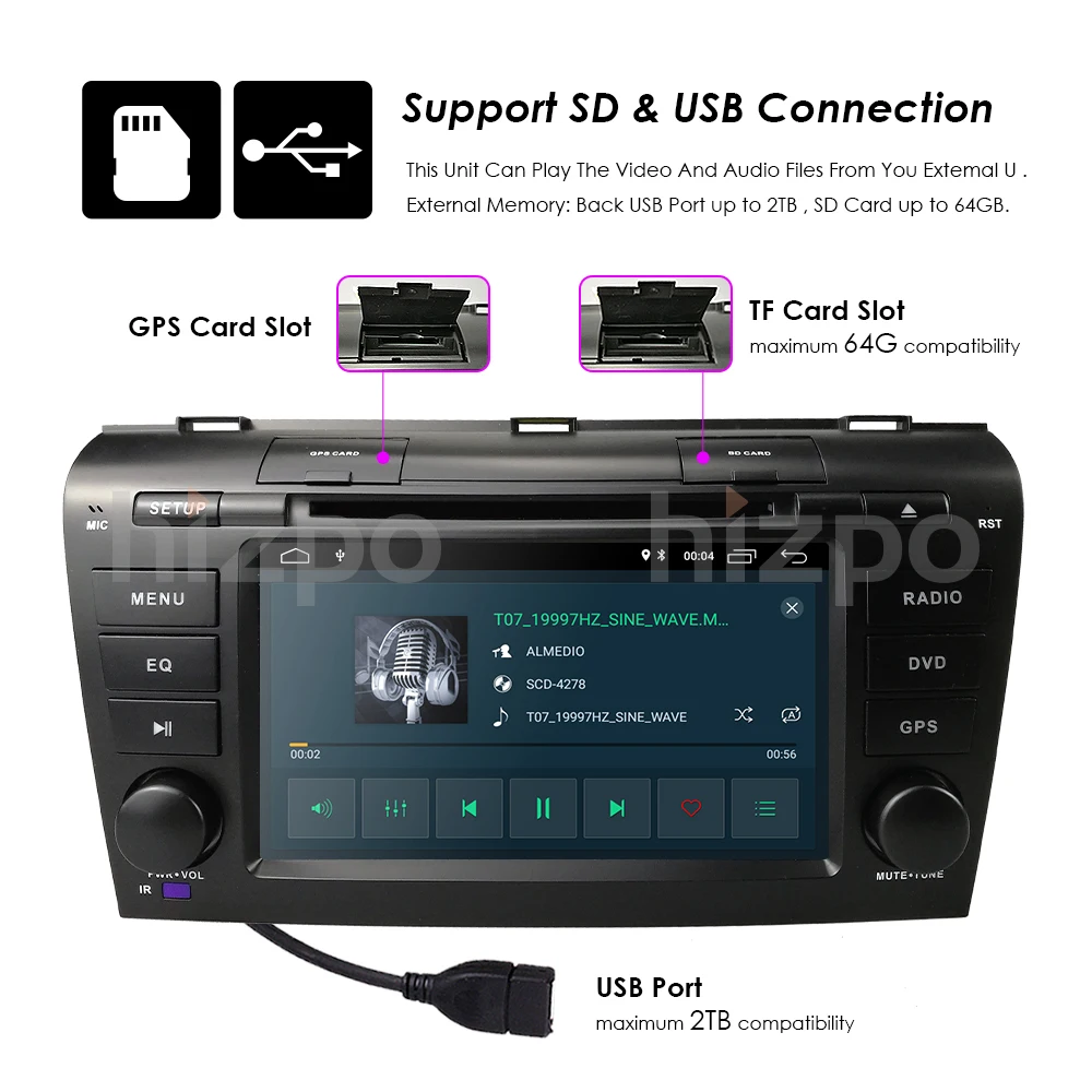 Cheap 2GRAM 4G WIFI1024*600 Quad Core Android 8.1 Fit MAZDA 3 MAZDA3 2004 2005 2006 2007 2008 2009 Car DVD Player Navigation GPS Radio 2