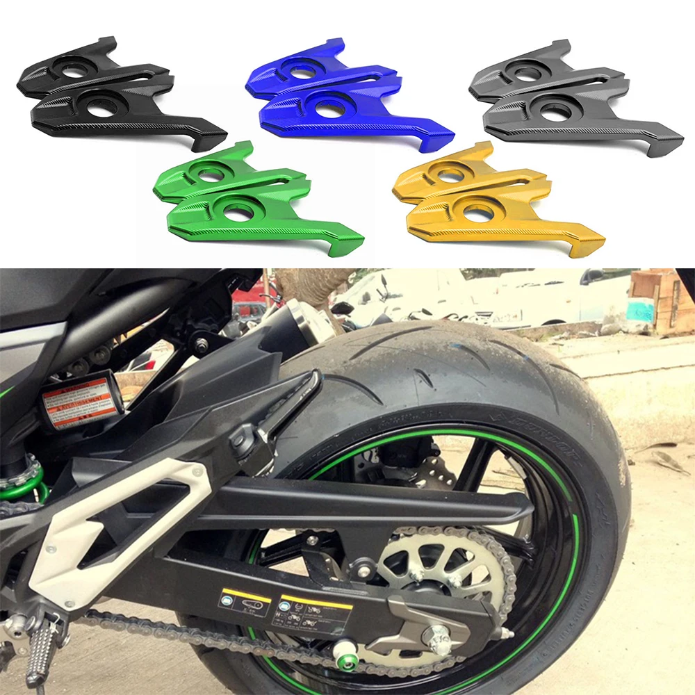 

For Kawasaki Z800 Z 800 2013 2014 2015 2016 Rear Fork Axle Chain Adjuster Blocks Spindles CNC Aluminum Tensioners Catenary
