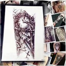 5 листов 1 Лот Макияж старые часы временные татуировки наклейки крест/большой панк для тела рукав клей поддельная Хна Татуировки