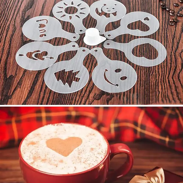 Best Price Hot 16PCS/Set Plastic Cafe Foam Spray Template Barista Stencils Decoration Tool Garland Mold Fancy Coffee Printing Flower Model