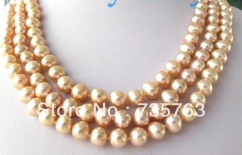 

xiuli 001023 AA Luster 3Strands Natural Pink Freshwater Pearl Necklace