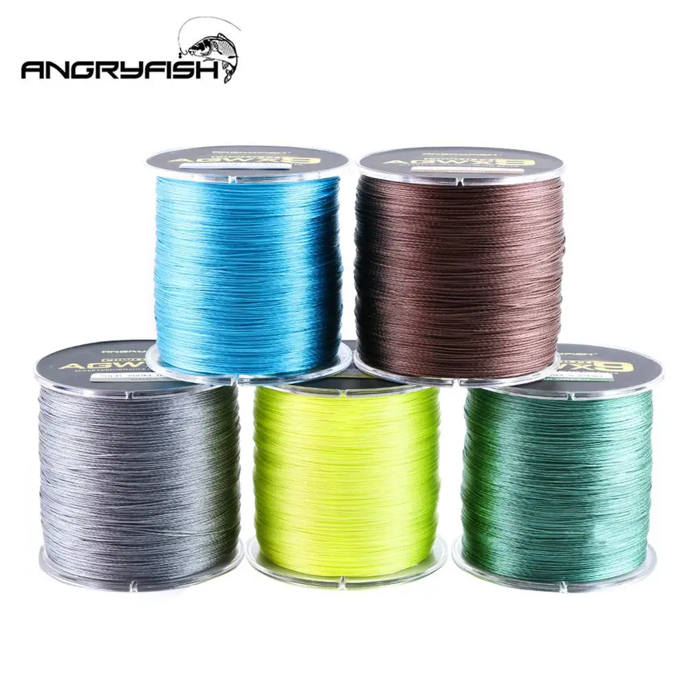 ANGRYFISH рыболовная леска двухжильная X9 PE 9 прядей плетеная 500 м/547yds сверхпрочная 15LB