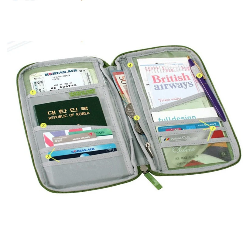 Folder Document Bag Printing Card Package Travel Passport File Package Zipper Multi- Functional Long Paragraph Ticket Holder