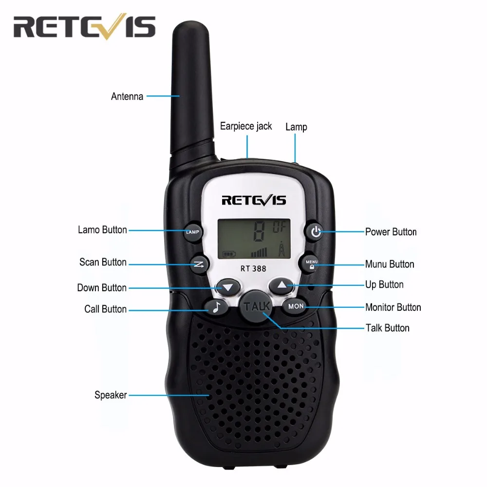 2 pcs 5 Colors EU Frequency Mini Walkie Talkie Kids Radio Retevis RT388 Portable Radio Set 0.5W Two Way Radio Communicator A7027