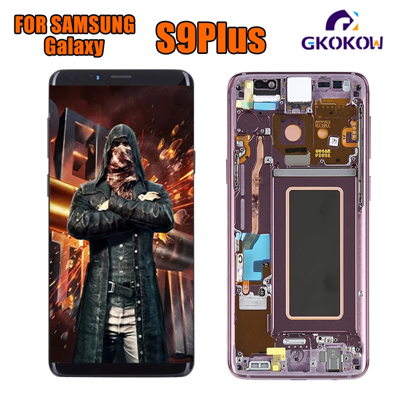 Для samsung galaxy S9Plus ЖК-дисплей сенсорный экран дигитайзер в сборе для samsung S9 Plus G965 g965f ЖК сенсорный экран дигитайзер - Цвет: S9P Pink With Frame