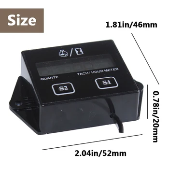 High Performance Car Digital Engine Tach Tachometer Hour Meter Inductive for Motorcycle Car Motor Stroke Engine