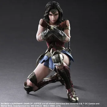 

Anime DC COMICS PLAY ARTS KAI Batman VS Superman The Princess Wonder Woman PVC Action Figure Super Hero Kids Toys Doll 24CM