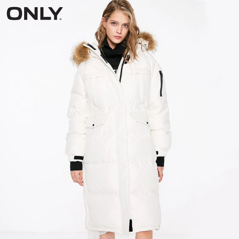 

ONLY Women's Overknee Straight Fit Long Hooded Down Jacket |118412520