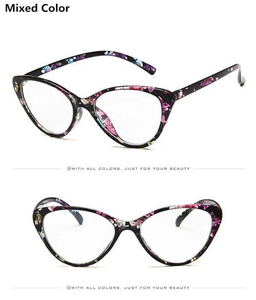 Дешевая цена,, маленькие очки для лица, полная оправа, светильник, вес, очки по рецепту, оправа, роскошный бренд, дизайн, кошачьи женские очки - Цвет оправы: Mixed Color