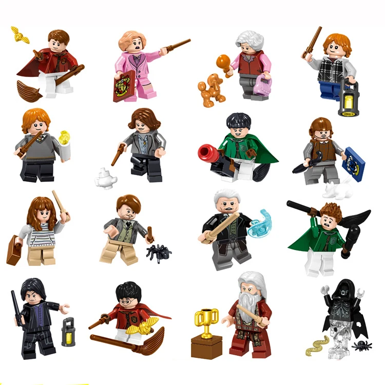 16pcs Hermione Granger Lord Voldemort Ron Draco Malfoy Building Blocks Bricks Compatible Legoing 