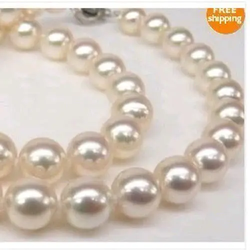 

Genuine AAAAA 8-9mm WHITE south sea AKOYA PEARL NECKLACE 18" 14 K GP