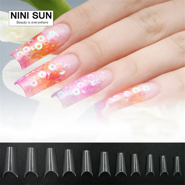Curved Nail Tips Completely Bend Salon Faux Ongles French Manicure Curved Nail Tips Completely Bend Salon Faux Ongles French Manicure Art Deep Smile Line Fake