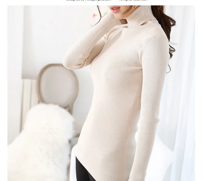 2017 women's slim medium-long turtleneck sweater thickening sweater knitting sweater pattern 26