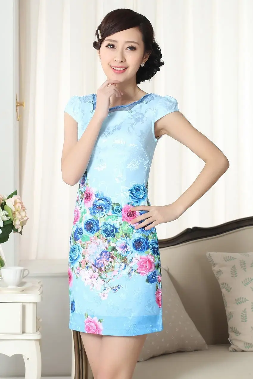 Шанхай история Новая Мода Qipao китайская женская одежда Cheong-sam платье Цветы смесь Хлопок Qipao 10 стиль - Цвет: D0300