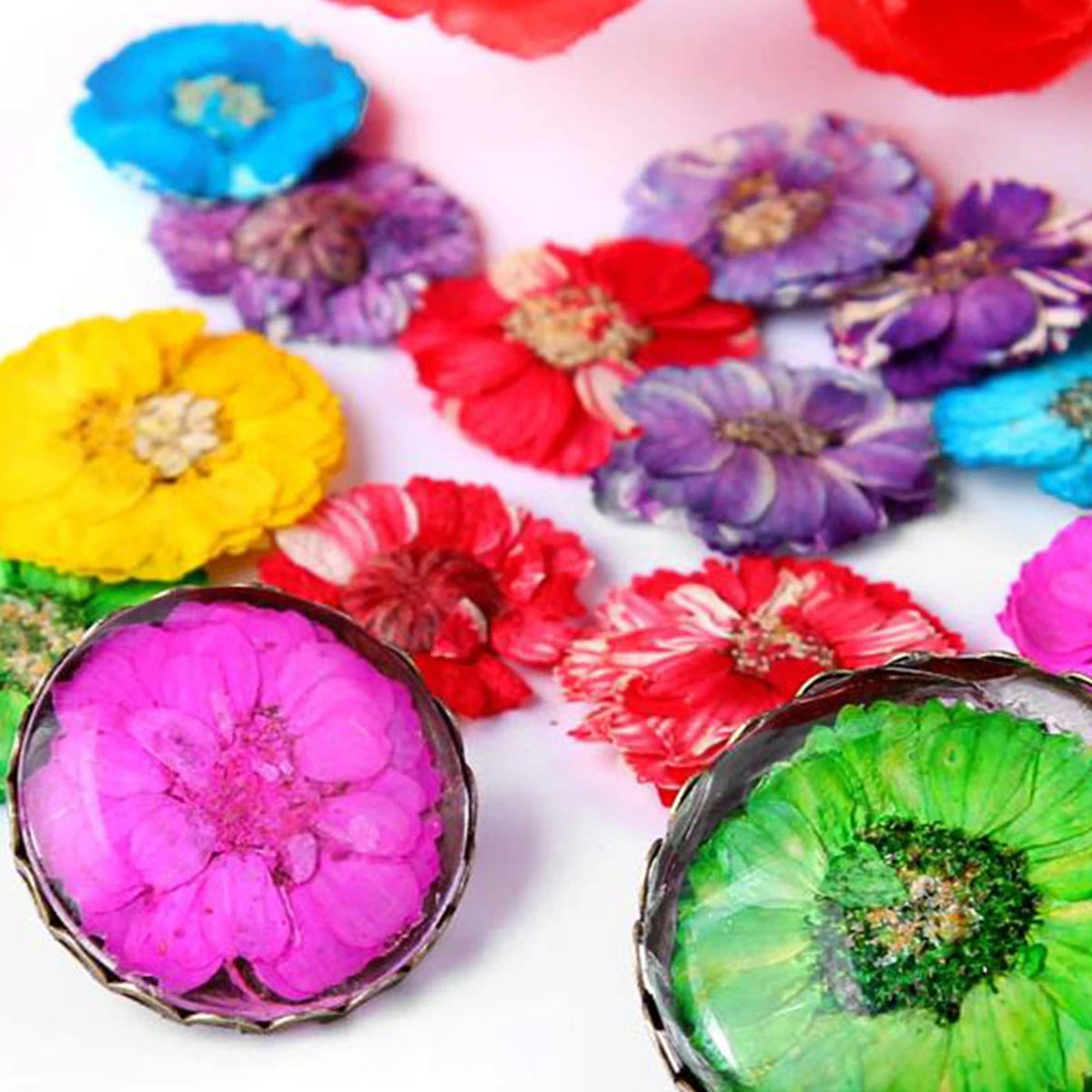 

Purple white crystal chrysanthemum DIY Crystal Epoxy special dried flowers about 3.5x3.5cm-2.5x2.5cm-1 package (12 per pack)