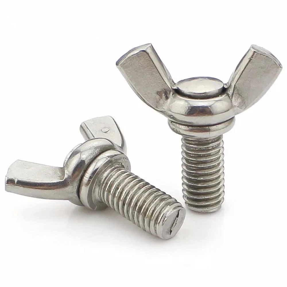 10 Pcs M6 304 Stainless Steel Wing Butterfly Screws Bolts Wing Bolt Machine Fastener Thumb Hand Screws M6-1.0 x 20mm