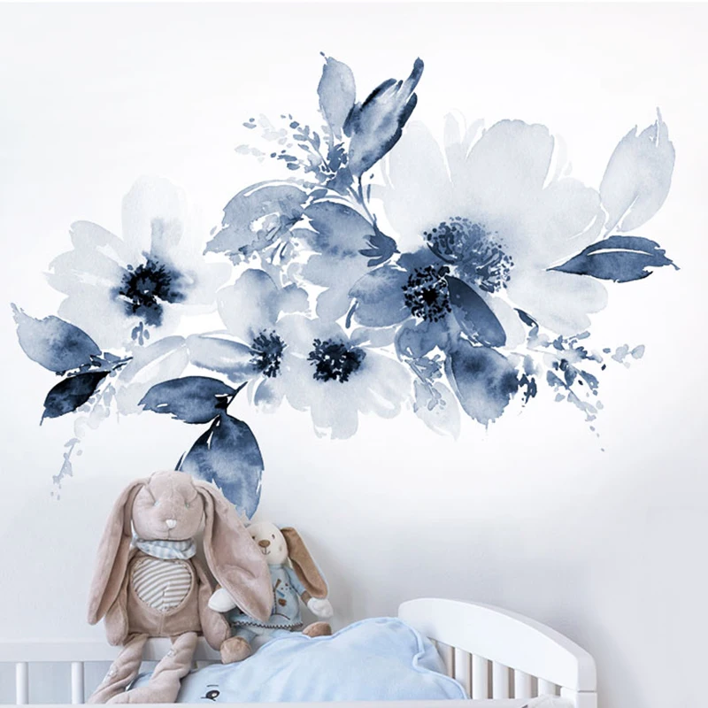 Abstract Wall Sticker Watercolor Floral Wall Art Poster Painting Bedroom Decor Modern Nordic Home Kids Room Decor Diy Art Mural|Wall Stickers| - Aliexpress