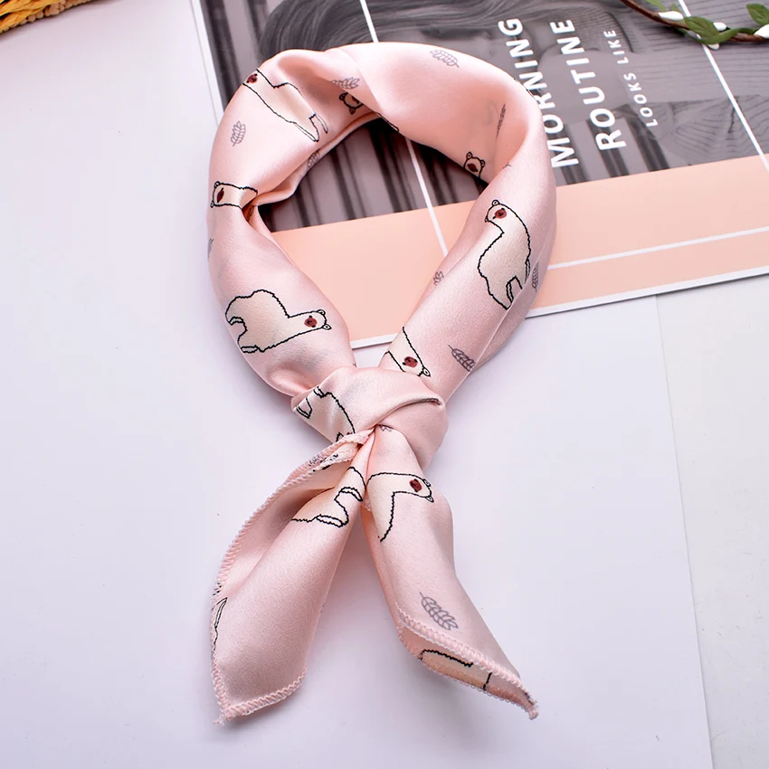 

Square Scarf Tie Animal Print Sheep Satin Small/silk/Neck/Ring Scarf Winter Head Scarf For Women Neckerchief Fashion 2018