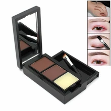 Saya Sekarang Alis Makeup Palet Tahan Air 2 Warna Alis Bubuk + Lilin & Brush(China)