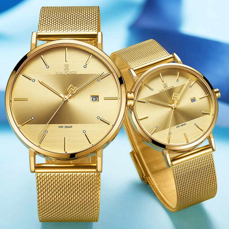 NAVIFORCE часы для влюбленных Топ бренд простые деловые мужские часы из нержавеющей стали женские кварцевые наручные часы Relogio Masculino