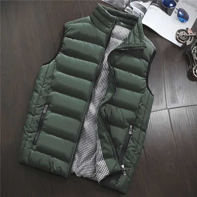 Army green Мужской зимний жилет, мужской жилет, повседневные пальто для мужчин, s размера плюс 5XL, жилет для мужчин, стильный, весна-осень, теплая куртка без рукавов - Цвет: Army green