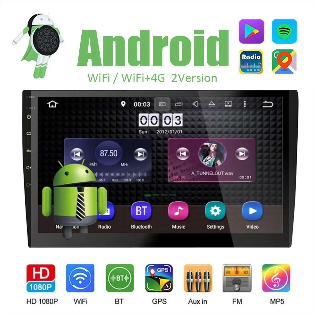 1" 2 DIN Android автомобильный Радио DVD Мультимедиа gps навигатор плеер wifi bluetooth 4G TFT видео Mp5 AM/FM аудио стерео плеер