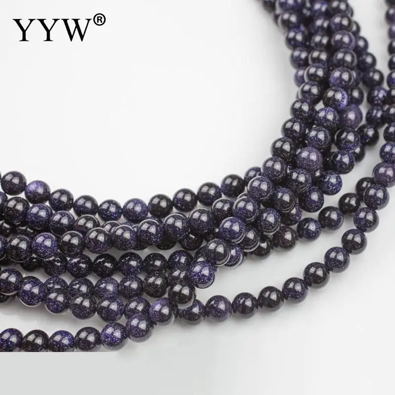 

Factory price Natural Blue Sandstone Goldstone Round Loose Smooth Beads 15" Strand 4 6 8 10 12 MM Pick Size For Jewelry Making