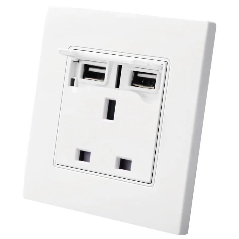 2100mA 5V 2 USB Wall Socket AC 250V UK Home Wall Charger 2 Ports USB