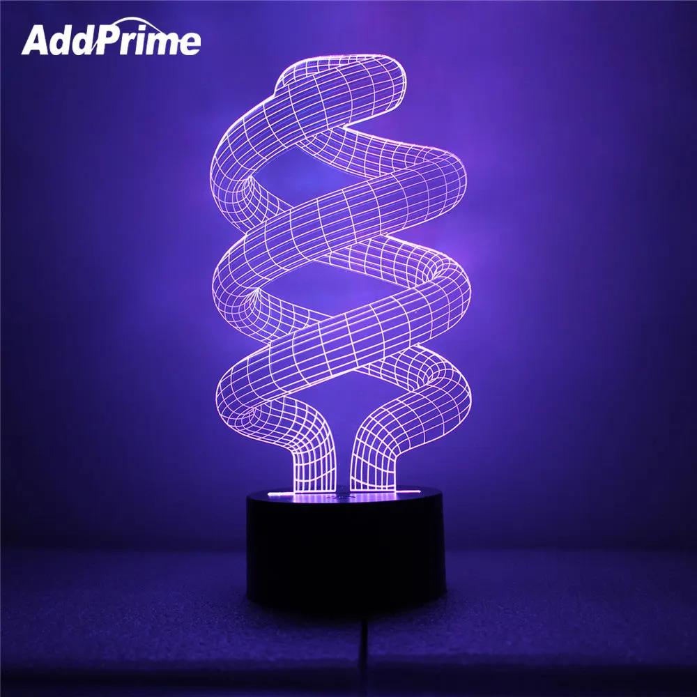 3D Acrylic Tornado Shape LED Night Light Baby Kids Bedside Lamp USB