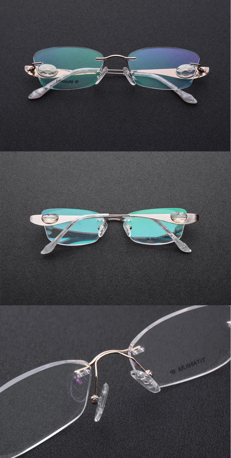 Титановые Золотые женские очки с кристальными бриллиантами, прозрачные линзы, линзы могут быть заменены, размер 54-17-135мм